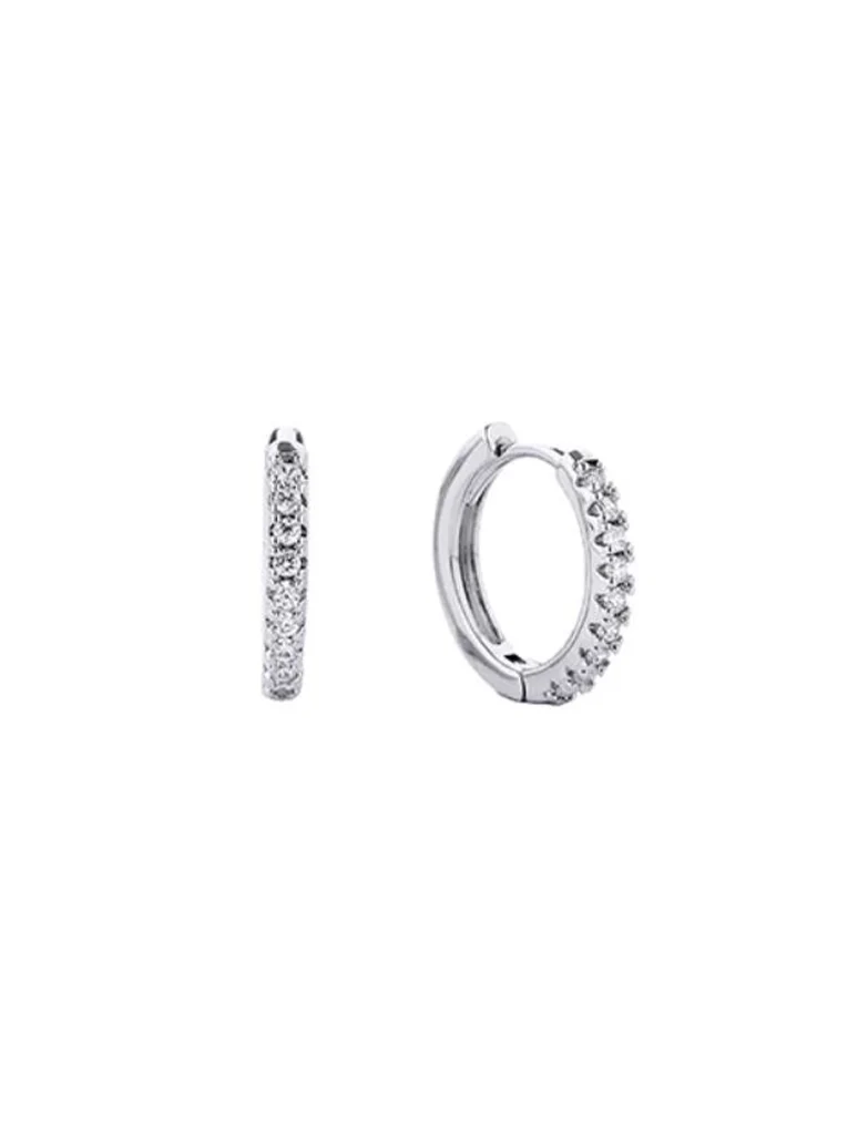 14K Gold Dipped Pave CZ Huggie Hoop Earrings - Image 7