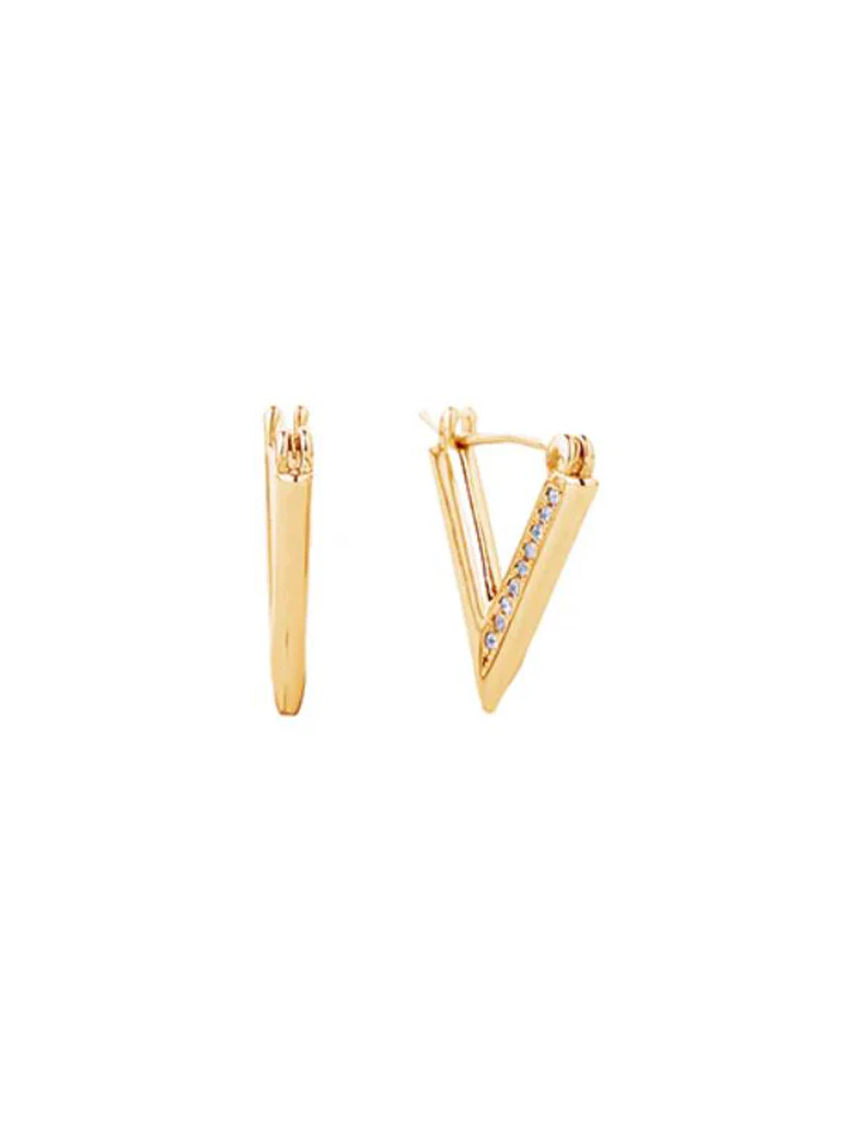 14K Gold Dipped Pave CZ Triangle Earrings - Image 6