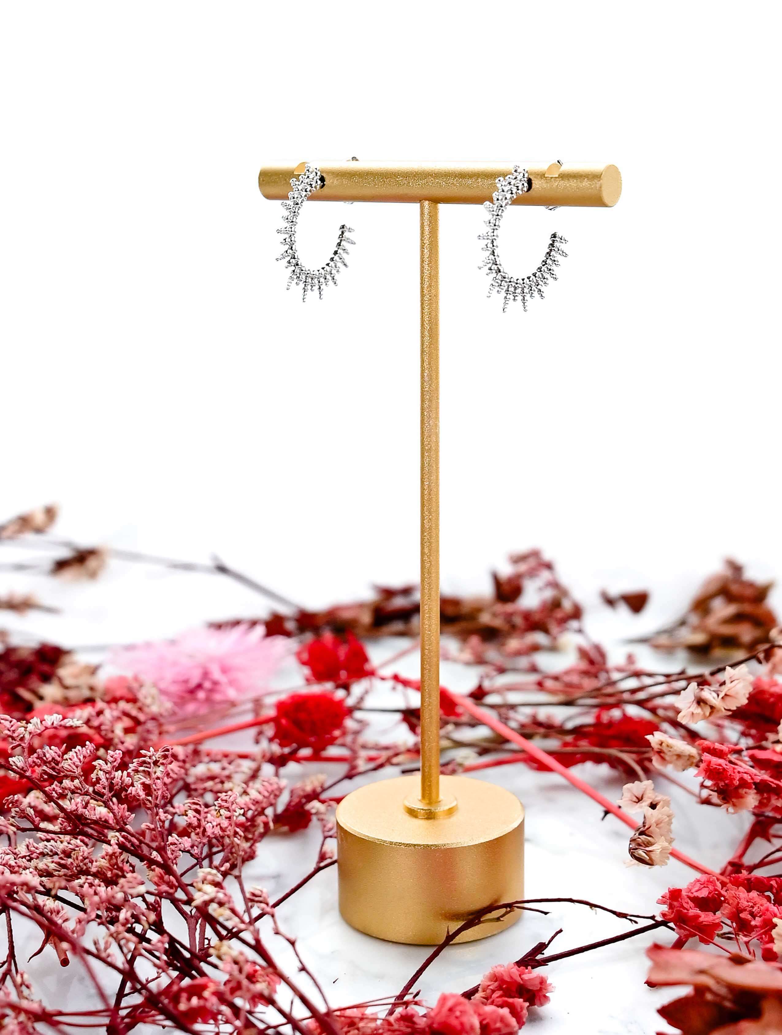 14K Gold Dipped Textured Post Hoop Earrings - Image 2