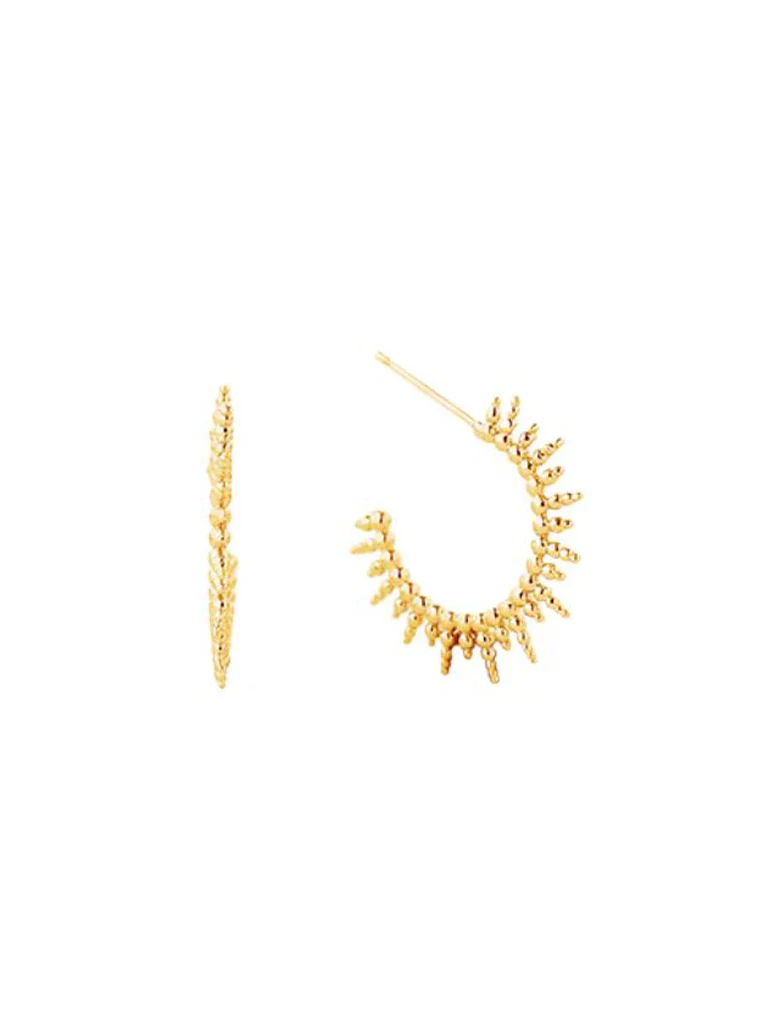 14K Gold Dipped Textured Post Hoop Earrings - Image 5