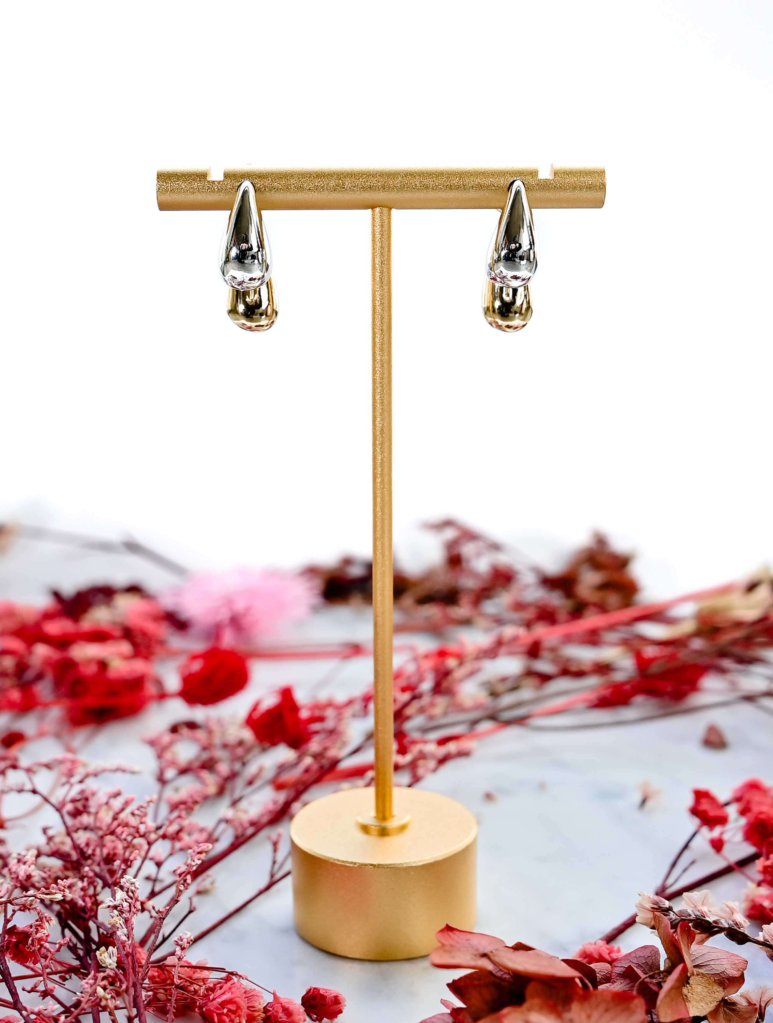 14K Gold Dipped Two-Tone Drip Earrings - Image 2