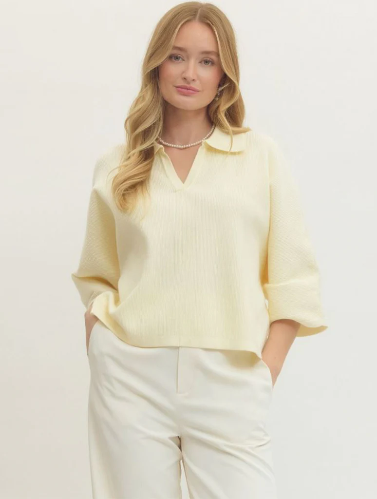 3/4 Sleeve Collared Sweater - Image 10