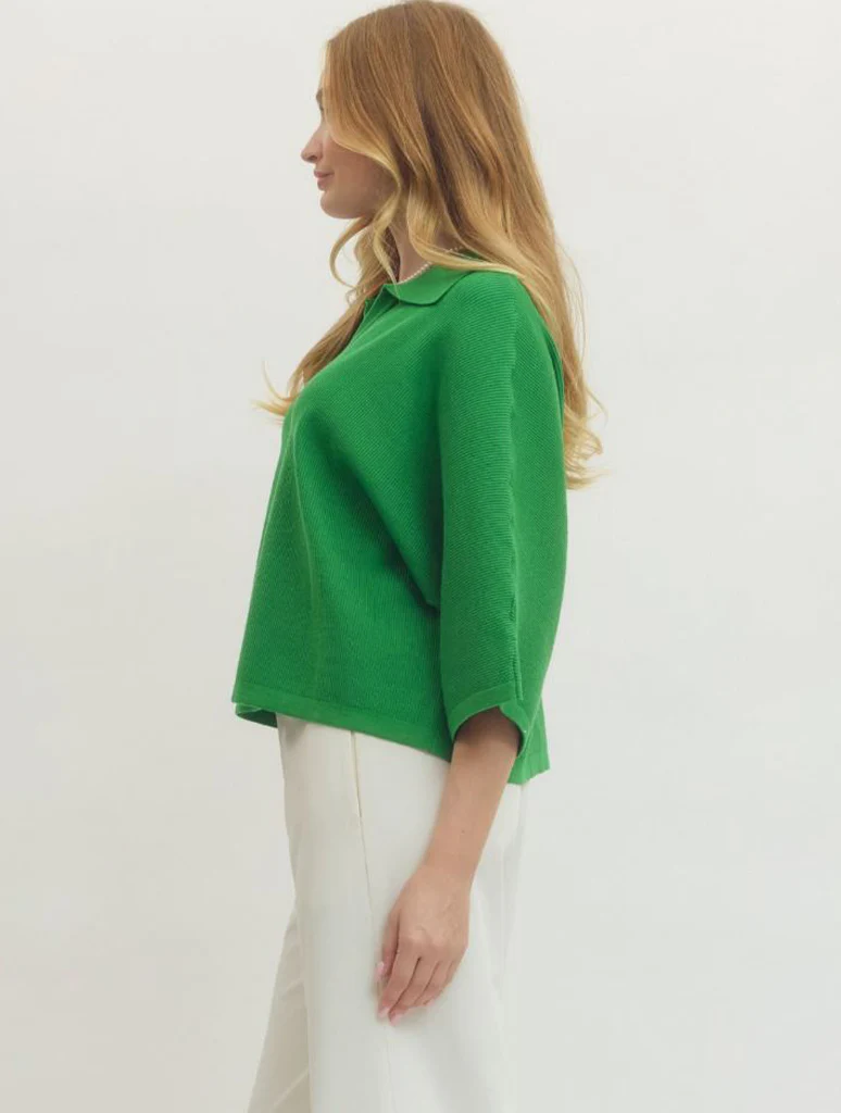 3/4 Sleeve Collared Sweater - Image 5