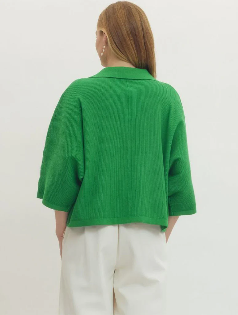 3/4 Sleeve Collared Sweater - Image 6