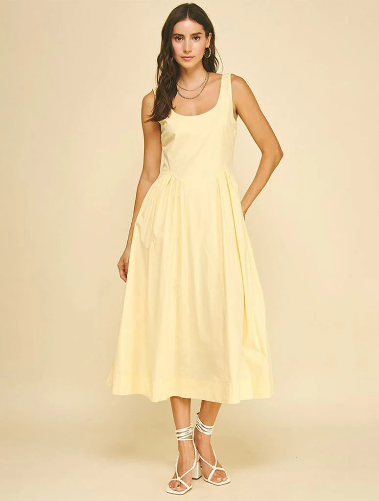 A-Line Poplin Midi Dress