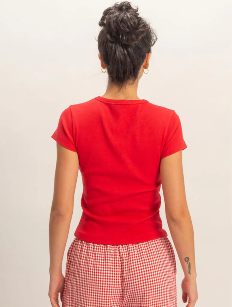 Basic Ribbed Short Sleeve Tee - Image 6
