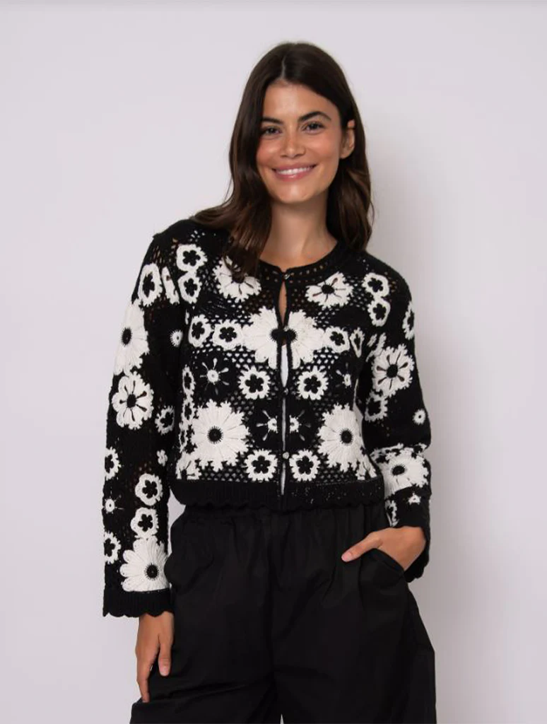 Yuko Long Sleeve Crewneck Cardigan