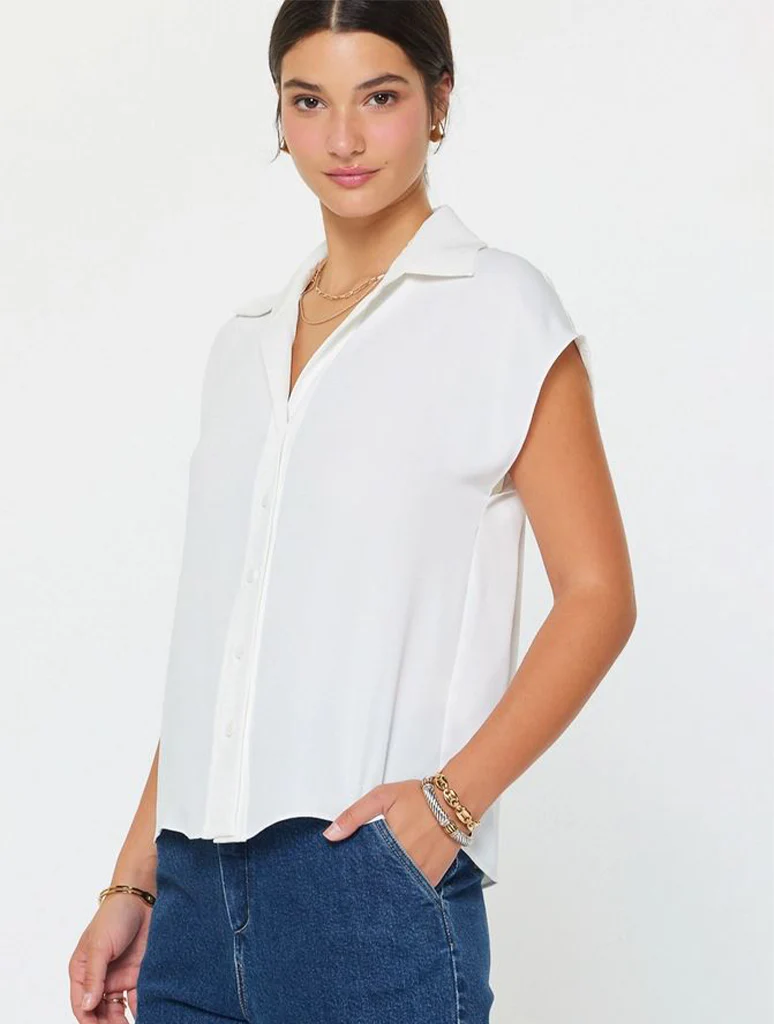 Cap Sleeve Button-Down Blouse - Image 2