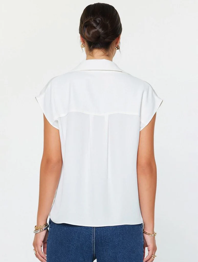 Cap Sleeve Button-Down Blouse - Image 3
