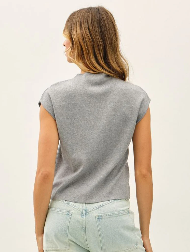 Mock Neck Cap Sleeve Knit Top - Image 2