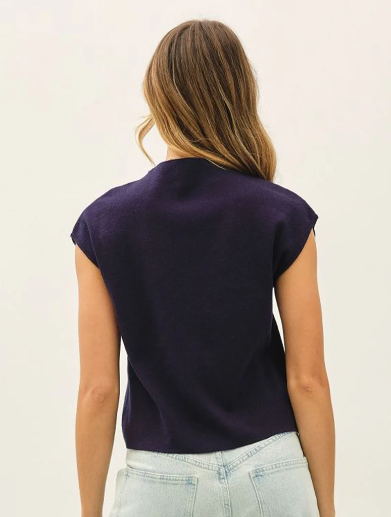Mock Neck Cap Sleeve Knit Top - Image 4