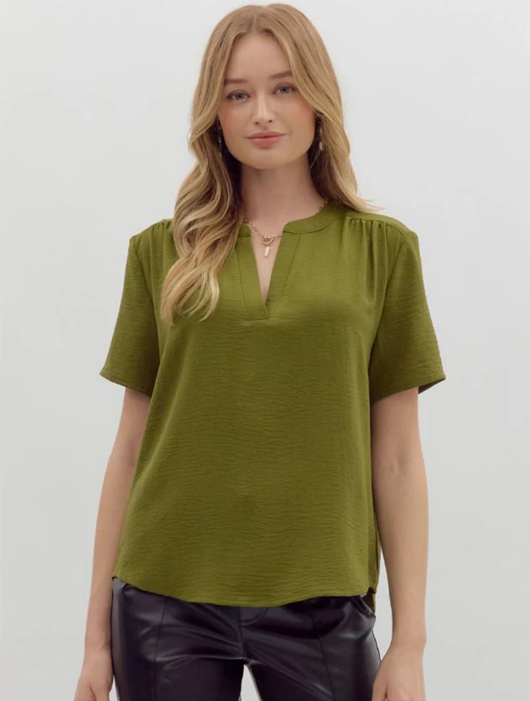Classic V-Neck Short Sleeve Blouse - Image 10