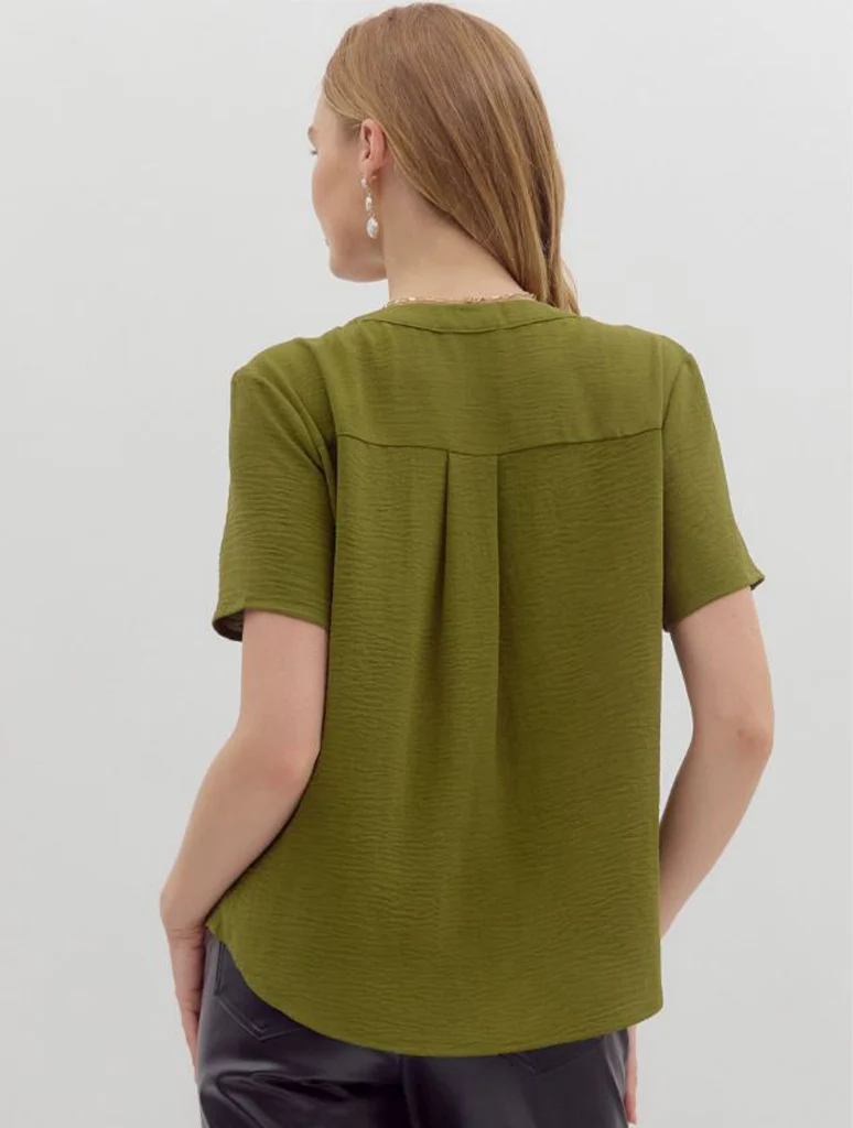 Classic V-Neck Short Sleeve Blouse - Image 12