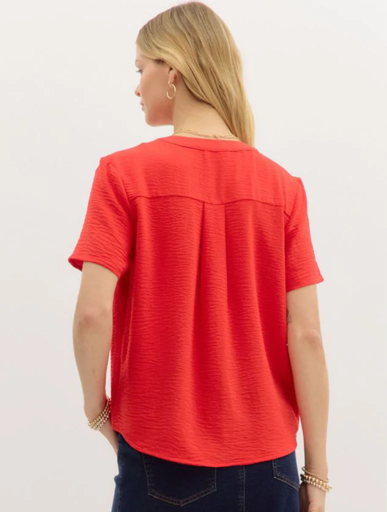 Classic V-Neck Short Sleeve Blouse - Image 6
