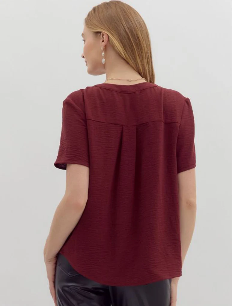 Classic V-Neck Short Sleeve Blouse - Image 9