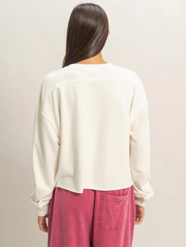 Cropped Mineral Wash Sweatshirt - Image 3