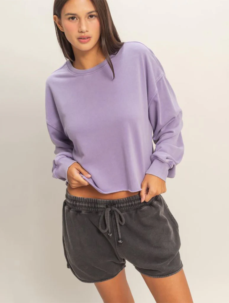 Cropped Mineral Wash Sweatshirt - Image 4
