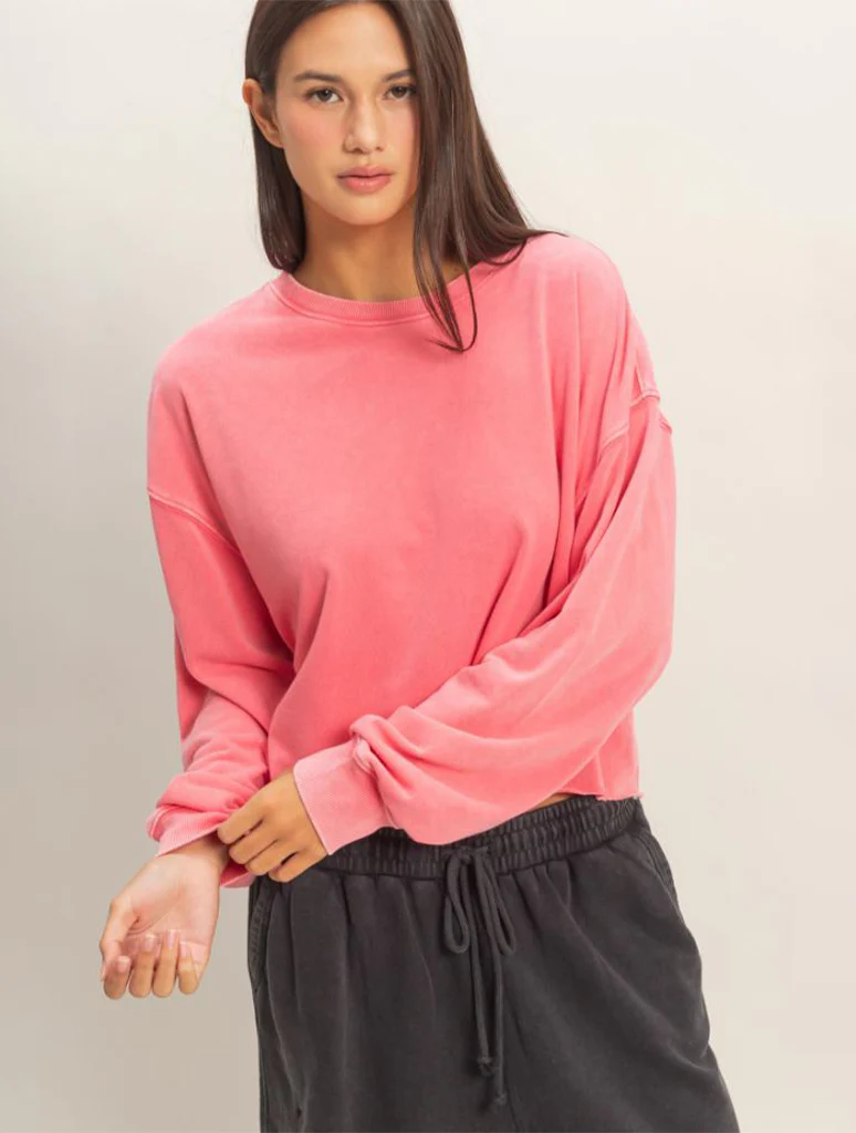 Cropped Mineral Wash Sweatshirt - Image 7