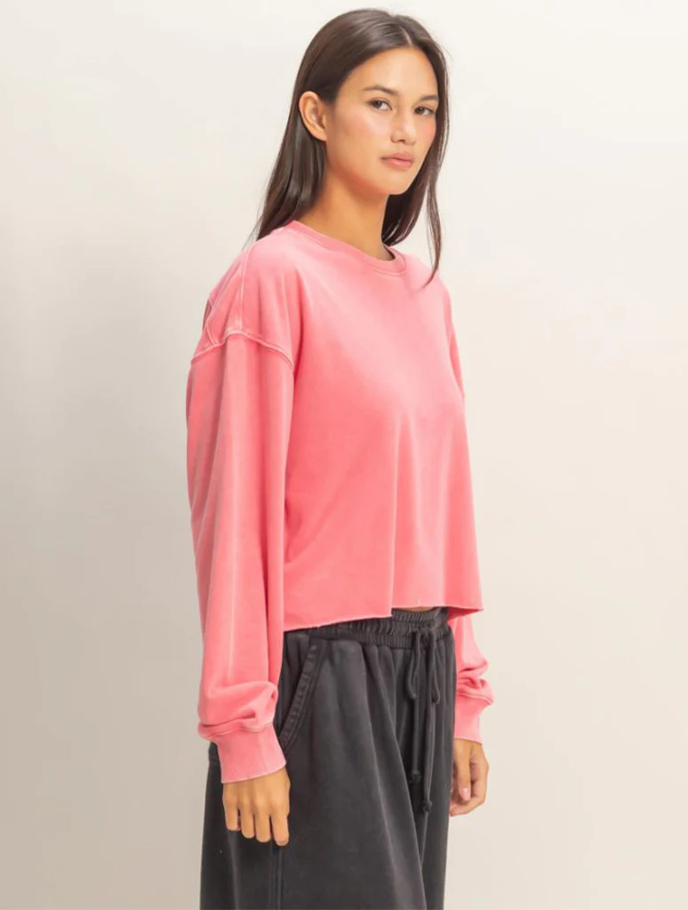 Cropped Mineral Wash Sweatshirt - Image 8
