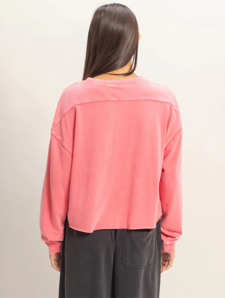 Cropped Mineral Wash Sweatshirt - Image 9