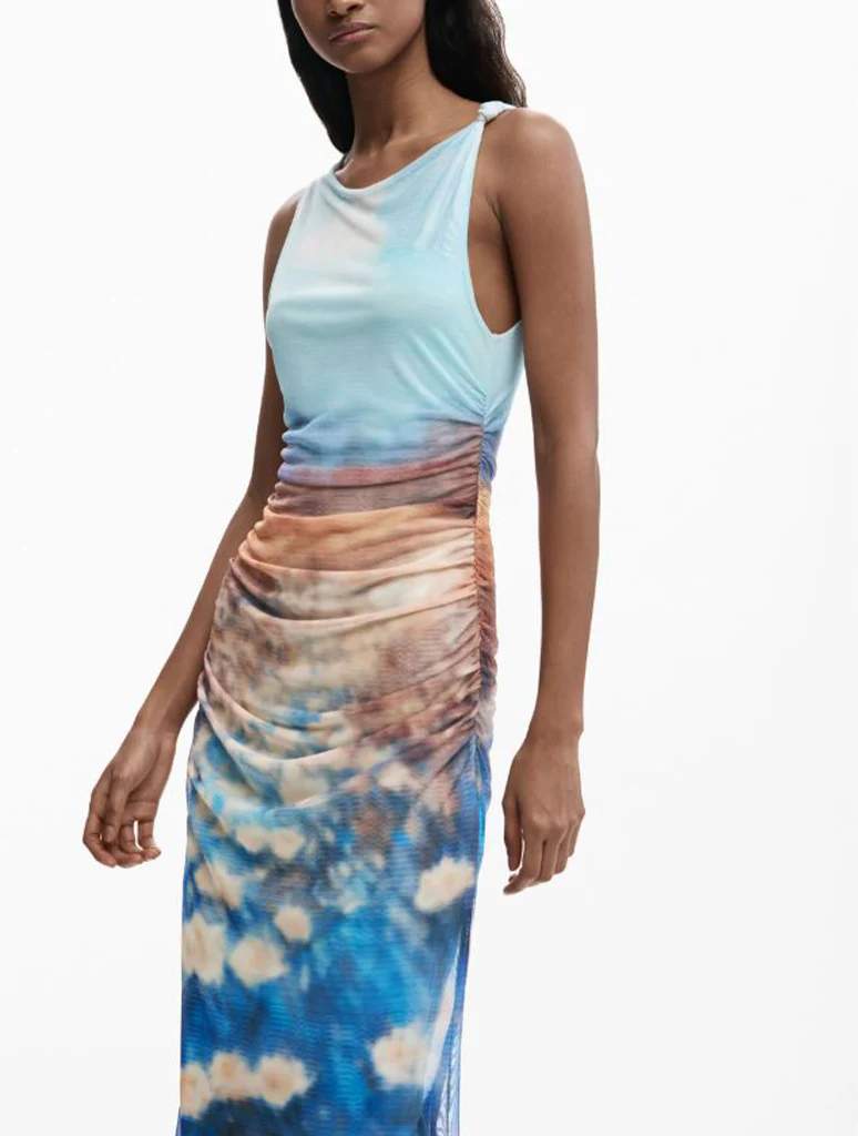 Desigual Draped Water Lily Dress - Image 2