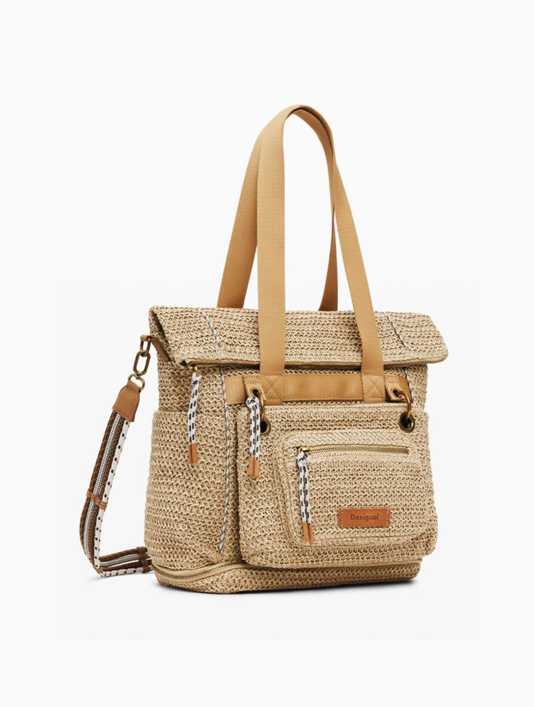Desigual Large Modular Raffia Backpack - Image 2