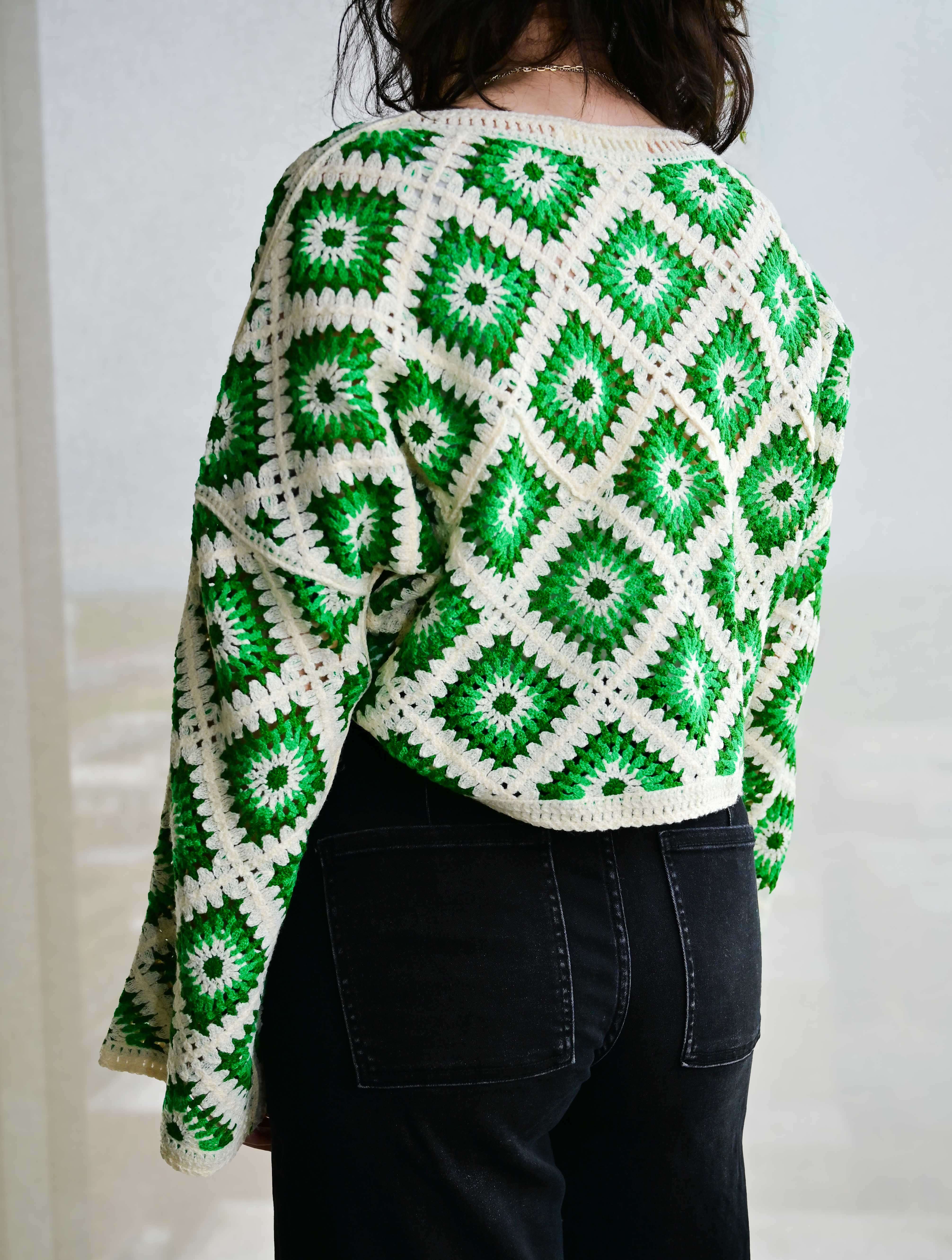 Diamond Crochet Cropped Sweater - Image 5