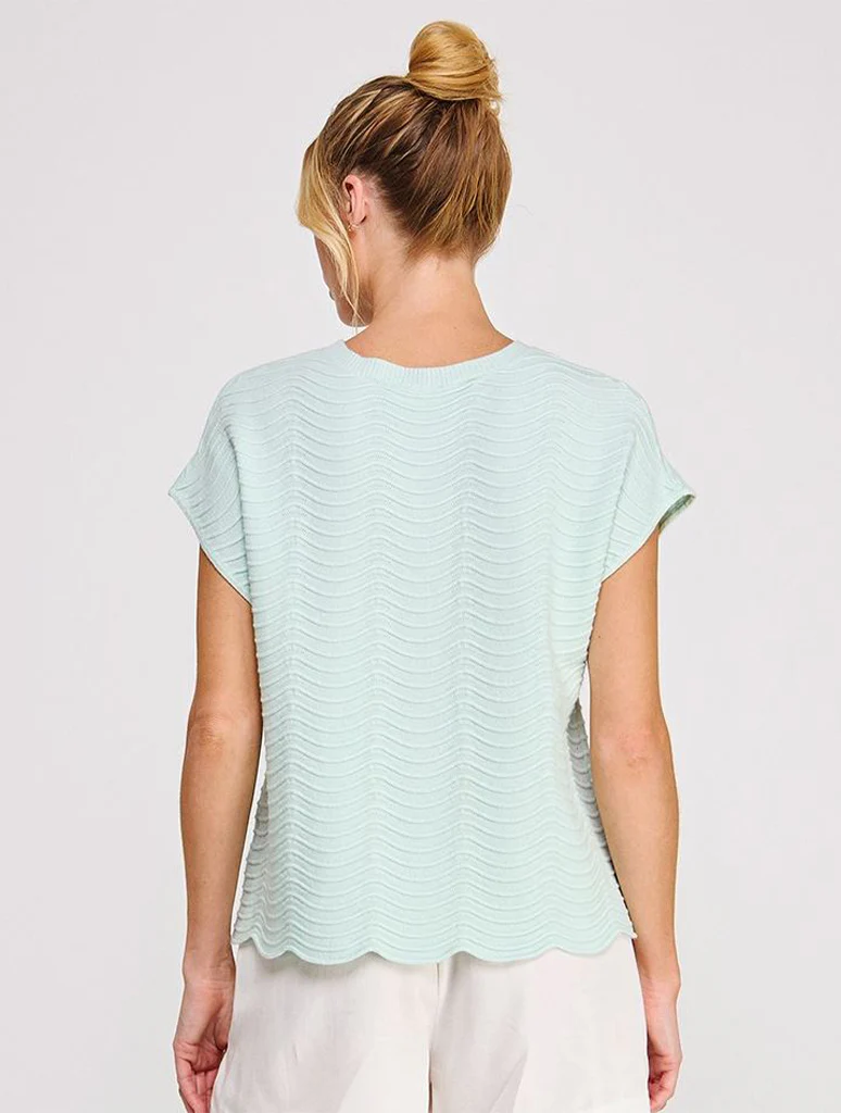 Fine Gauge Scallop Pattern Knit Top - Image 6