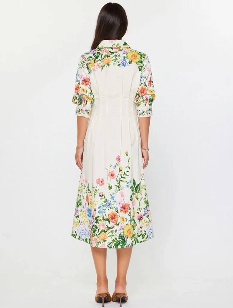 Floral Printed Button Down Midi Dress - Image 3