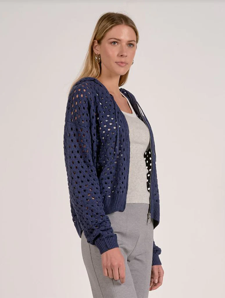 Full Zip Open Knit Sweater - Image 2