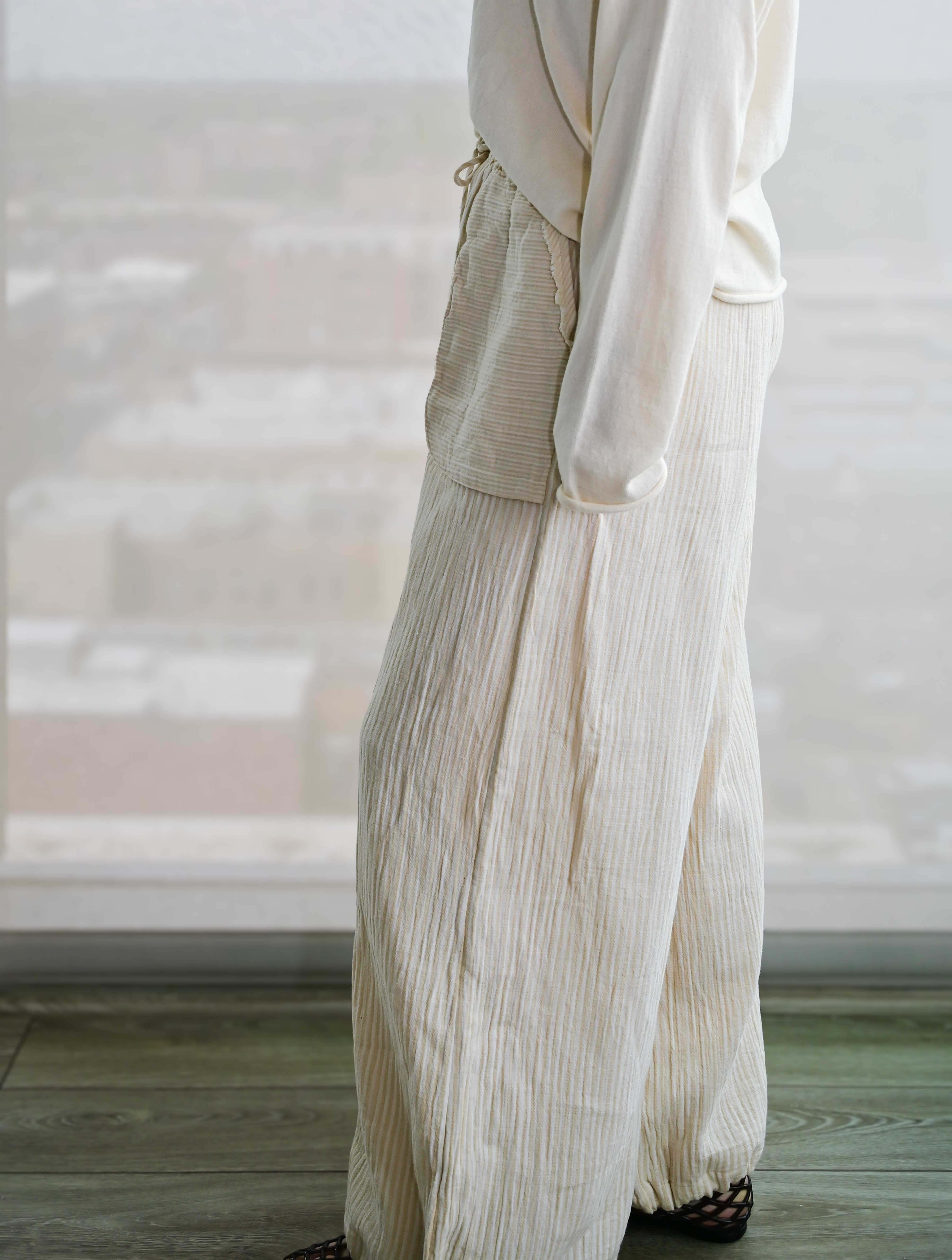 Ginny Double Weave Stripe Gauze Pull On Pants - Image 2