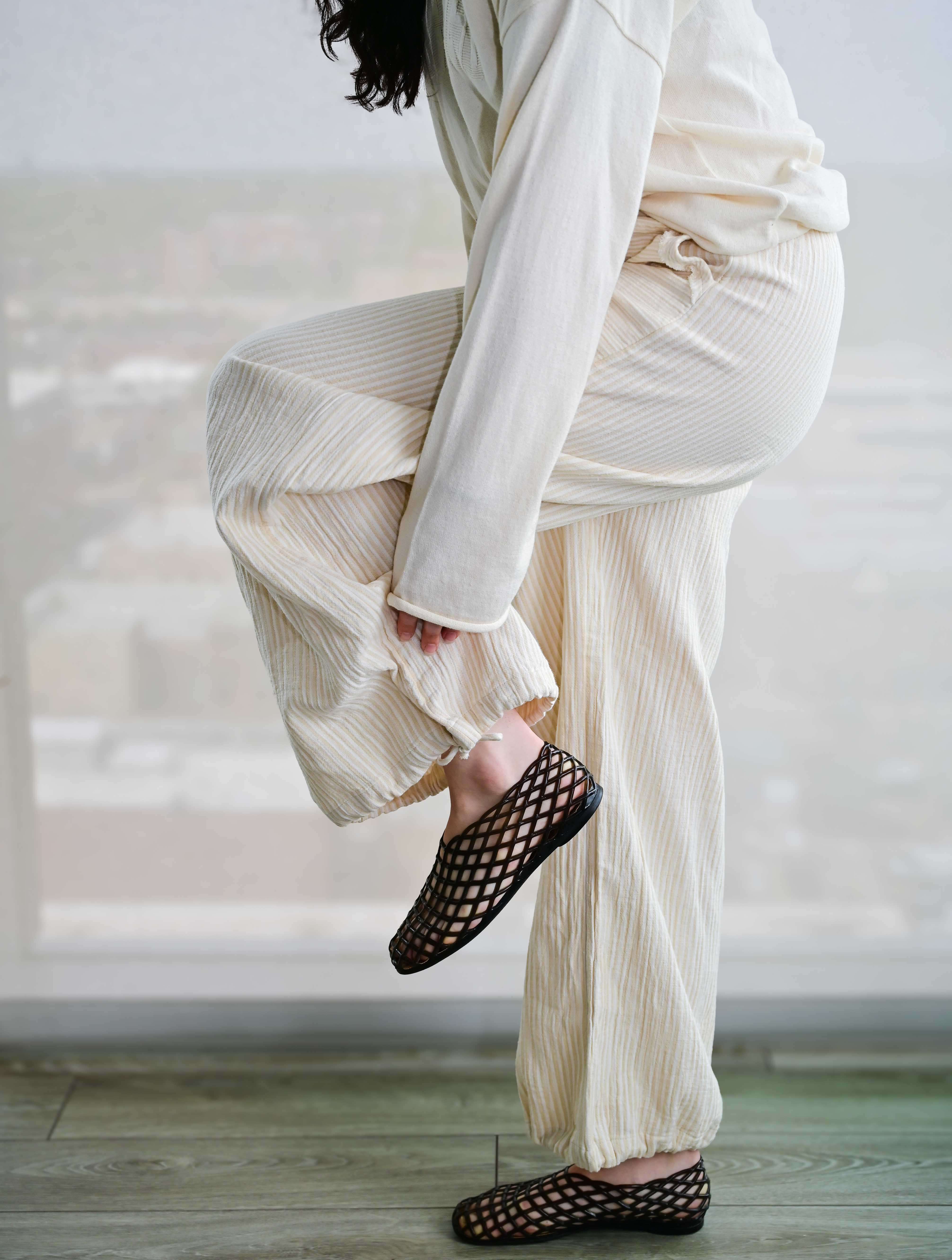 Ginny Double Weave Stripe Gauze Pull On Pants - Image 5