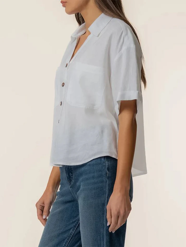 Kut From The Kloth Brianna Boxy Button Front Short Sleeve Shirt - Image 2