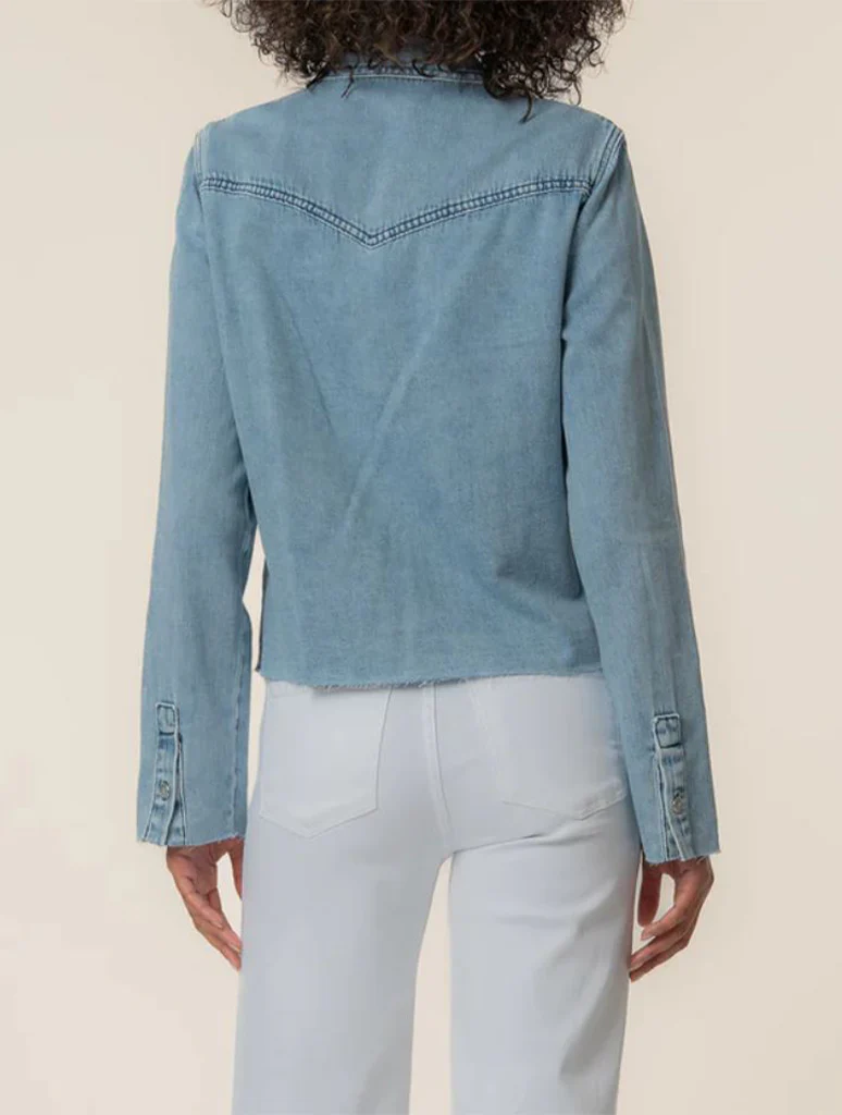 Kut From The Kloth Posey Long Sleeve Shirt with Frayed Hem - Image 3