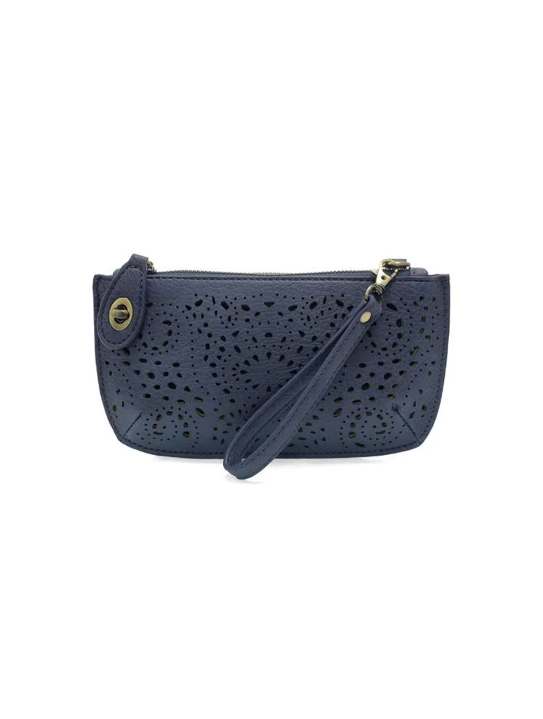 Lazer Cut Eyelet Mini Wristlet Crossbody Clutch - Image 2