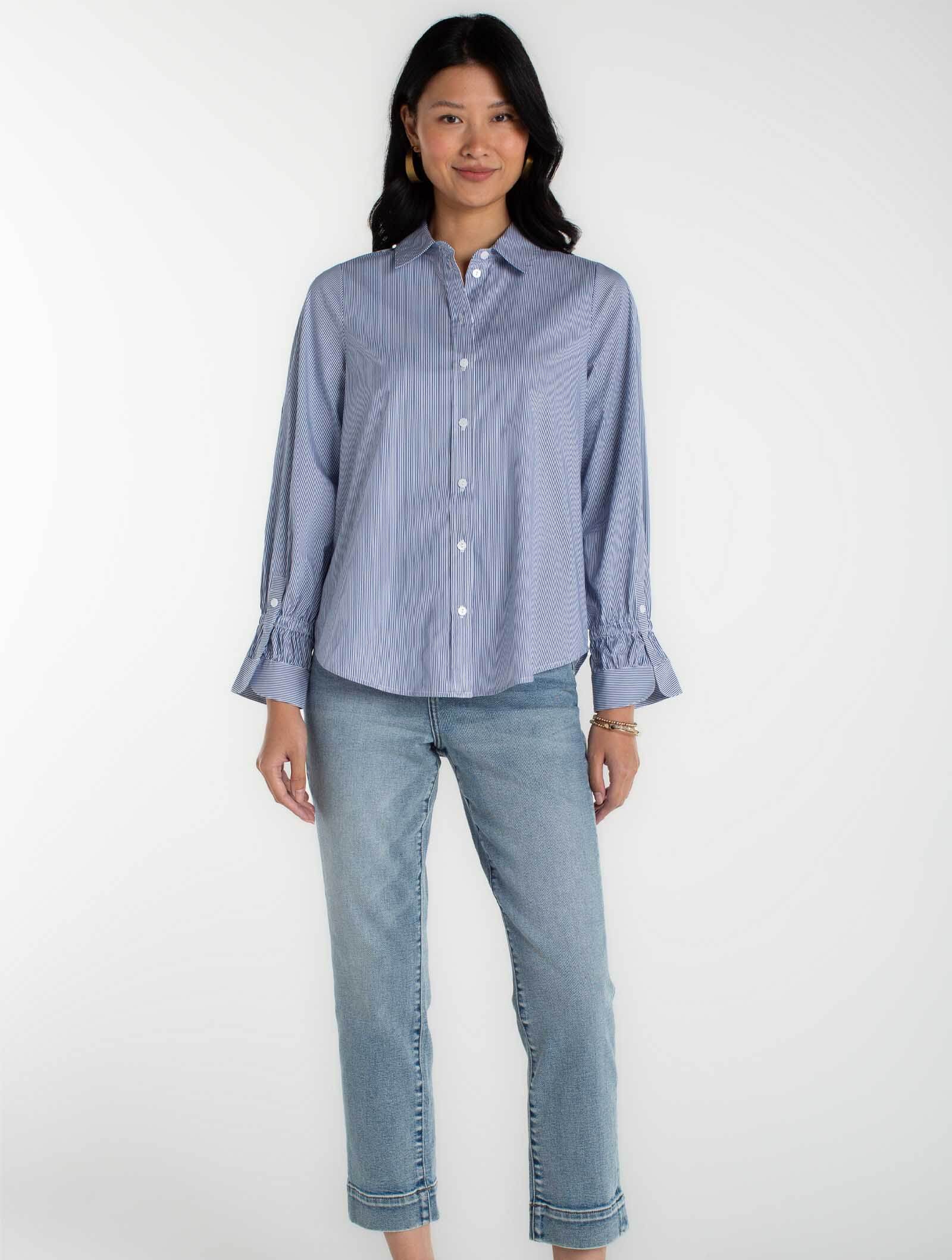 Liverpool Adjustable Sleeve Button Front Woven Top - Image 3