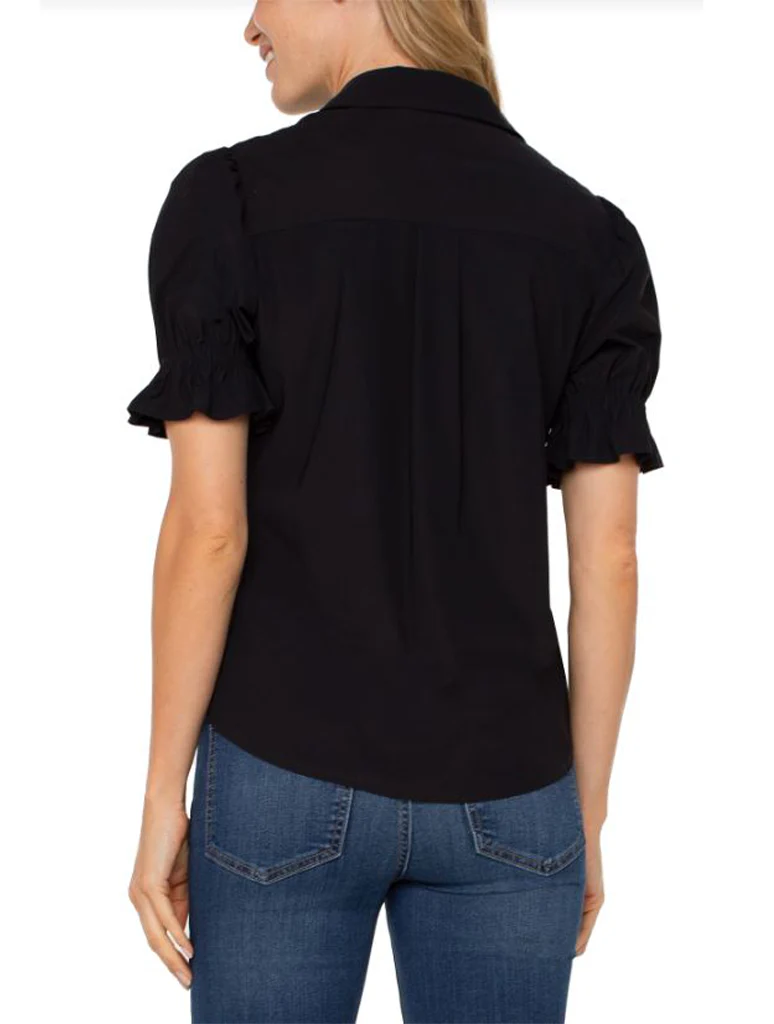 Liverpool Elbow Puff Sleeve Snap Front Knit Shirt - Image 3