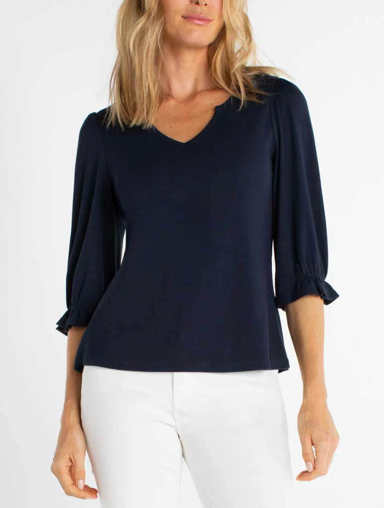 Liverpool Elbow Sleeve Notch Knit Tee - Image 5