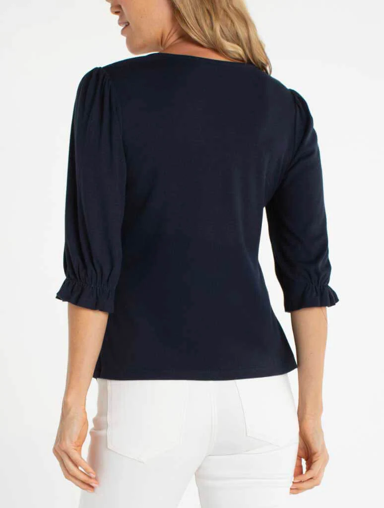 Liverpool Elbow Sleeve Notch Knit Tee - Image 7