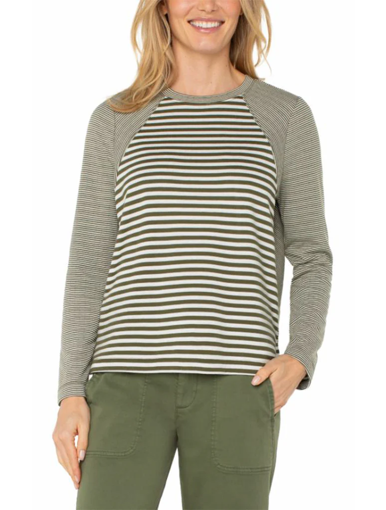 Liverpool Long Sleeve Crew Neck Knit Top With Seaming (Final Sale)