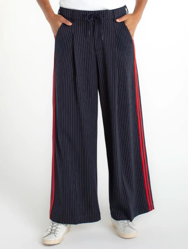 Liverpool Pleated Wide Leg Trouser with Side Stripe