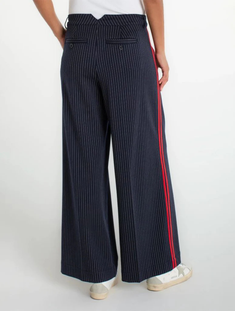 Liverpool Pleated Wide Leg Trouser with Side Stripe - Image 2