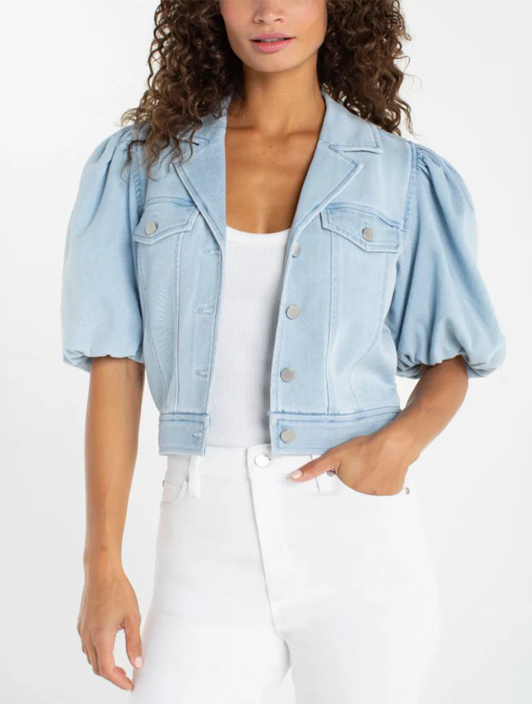 Liverpool Puff Sleeve Crop Trucker Jacket