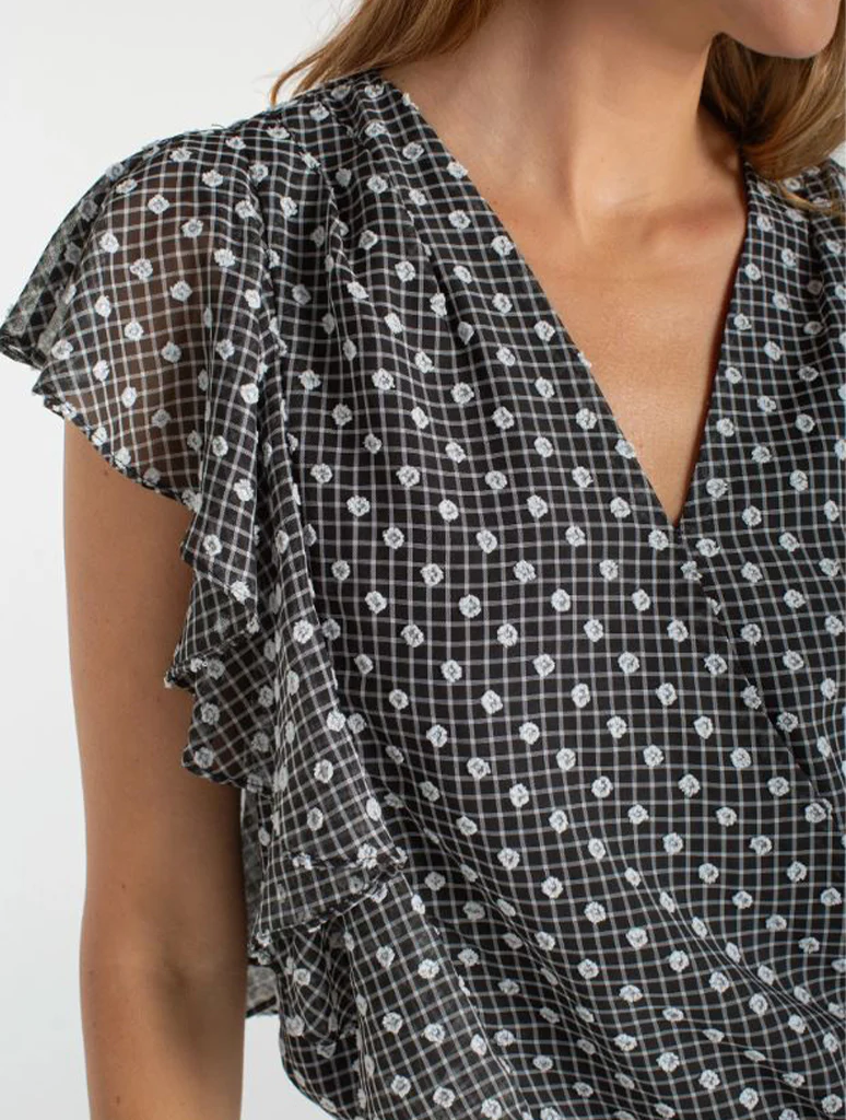Liverpool Short Ruffle Sleeve Draped Front Woven Blouse - Image 3