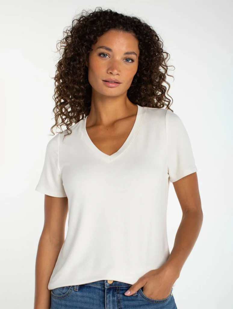 Liverpool Short Sleeve V-Neck Knit Tee