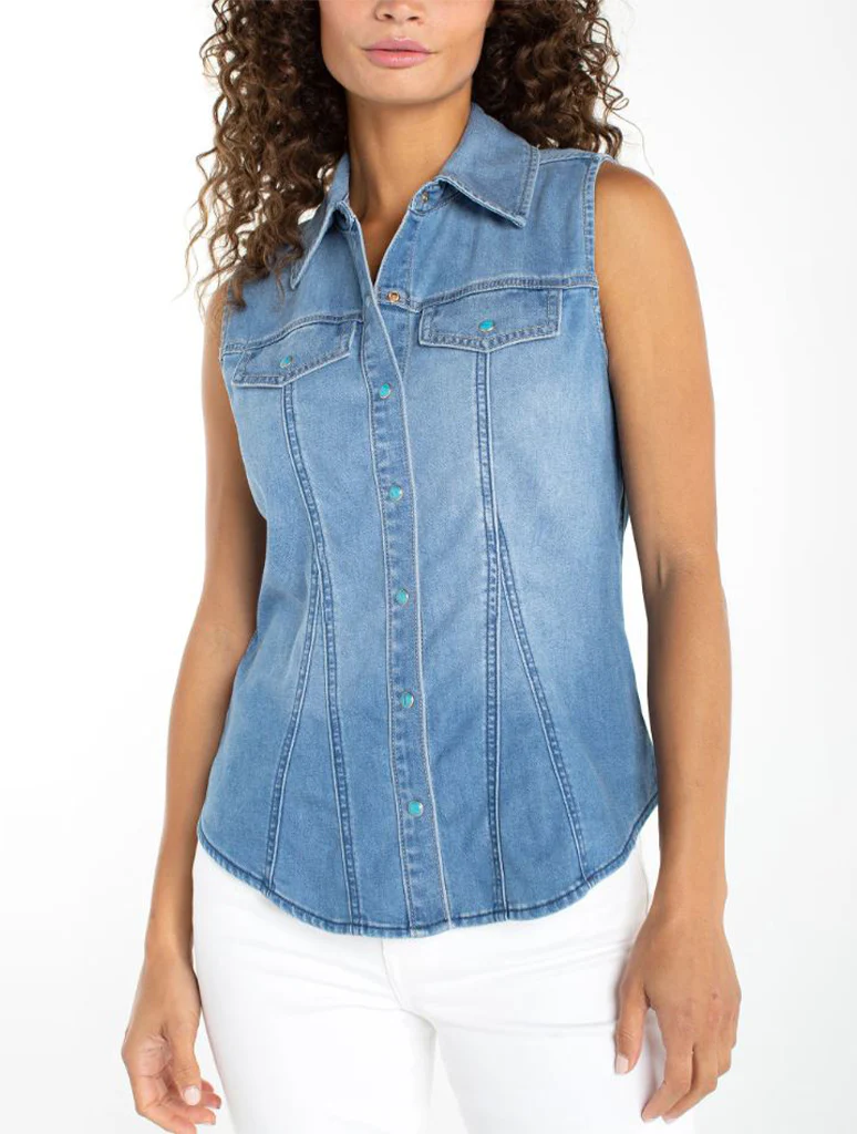 Liverpool Sleeveless Slim Shirt
