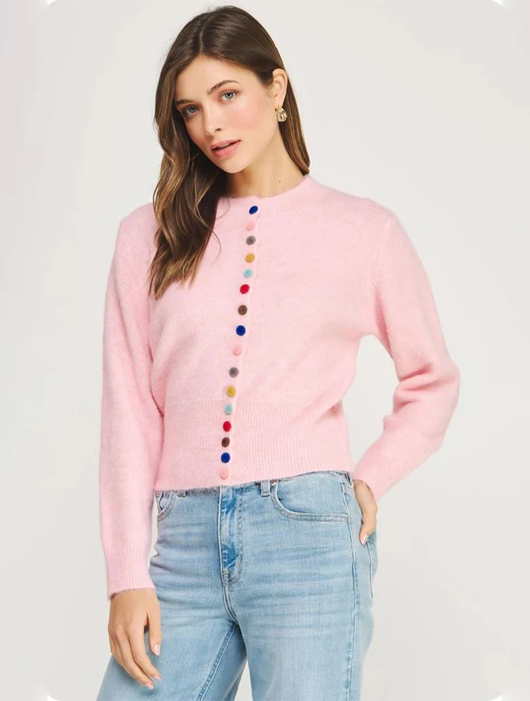 Multi Color Button Knit Cardigan - Image 9