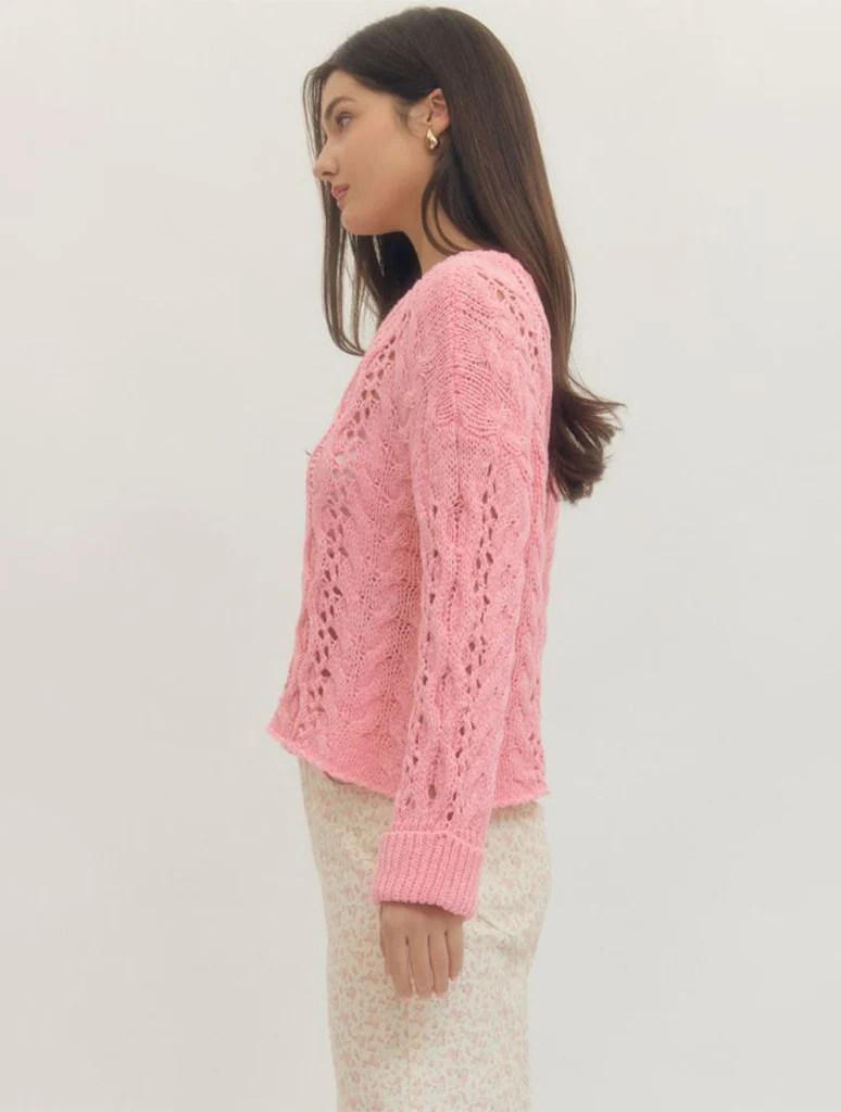Open Knit Long Sleeve Top - Image 2