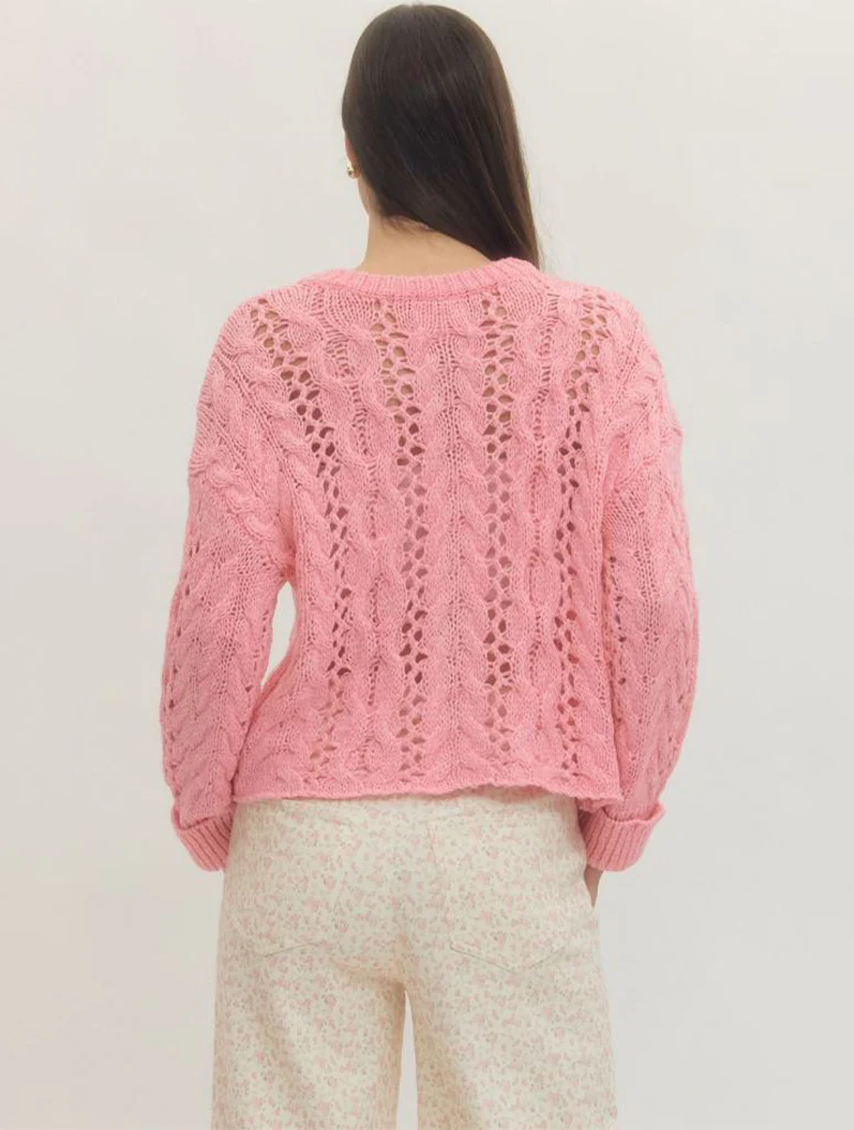 Open Knit Long Sleeve Top - Image 3
