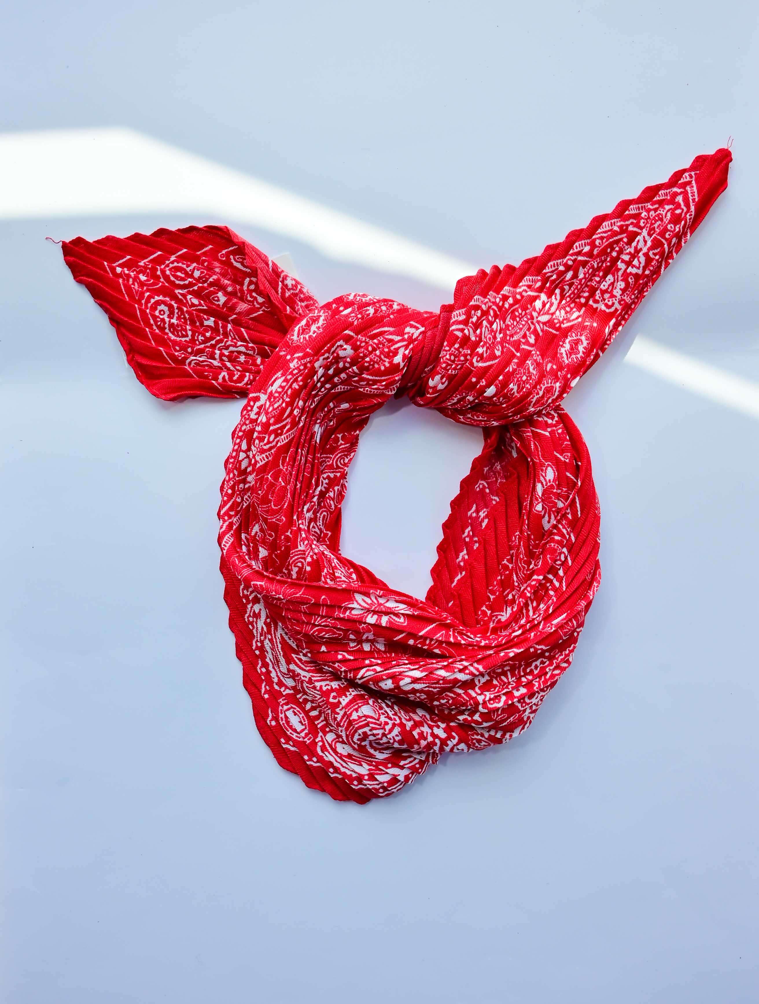 Paisley Bandana Pattern Crinkle Square Scarf - Image 8